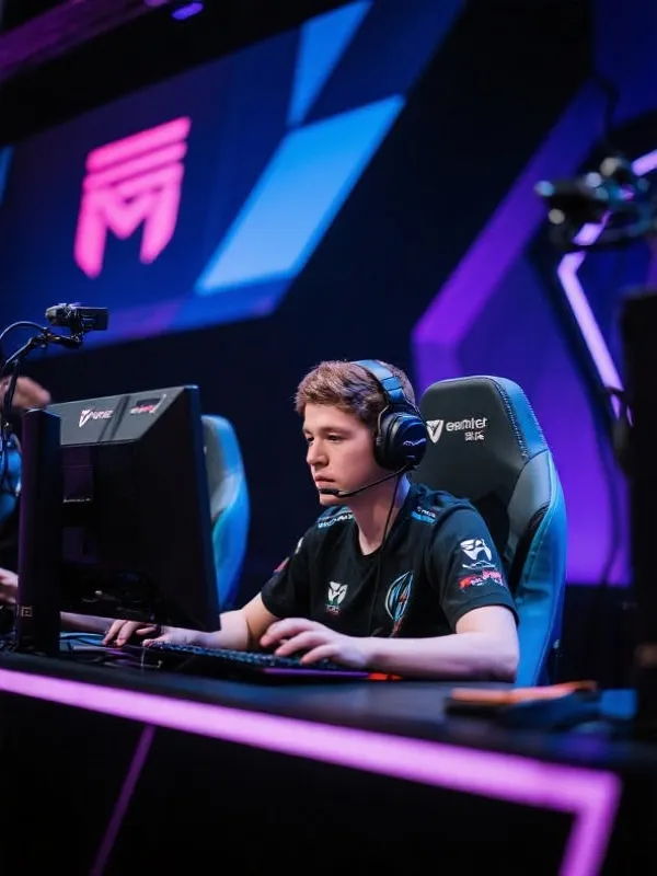 职业电竞选手专注比赛